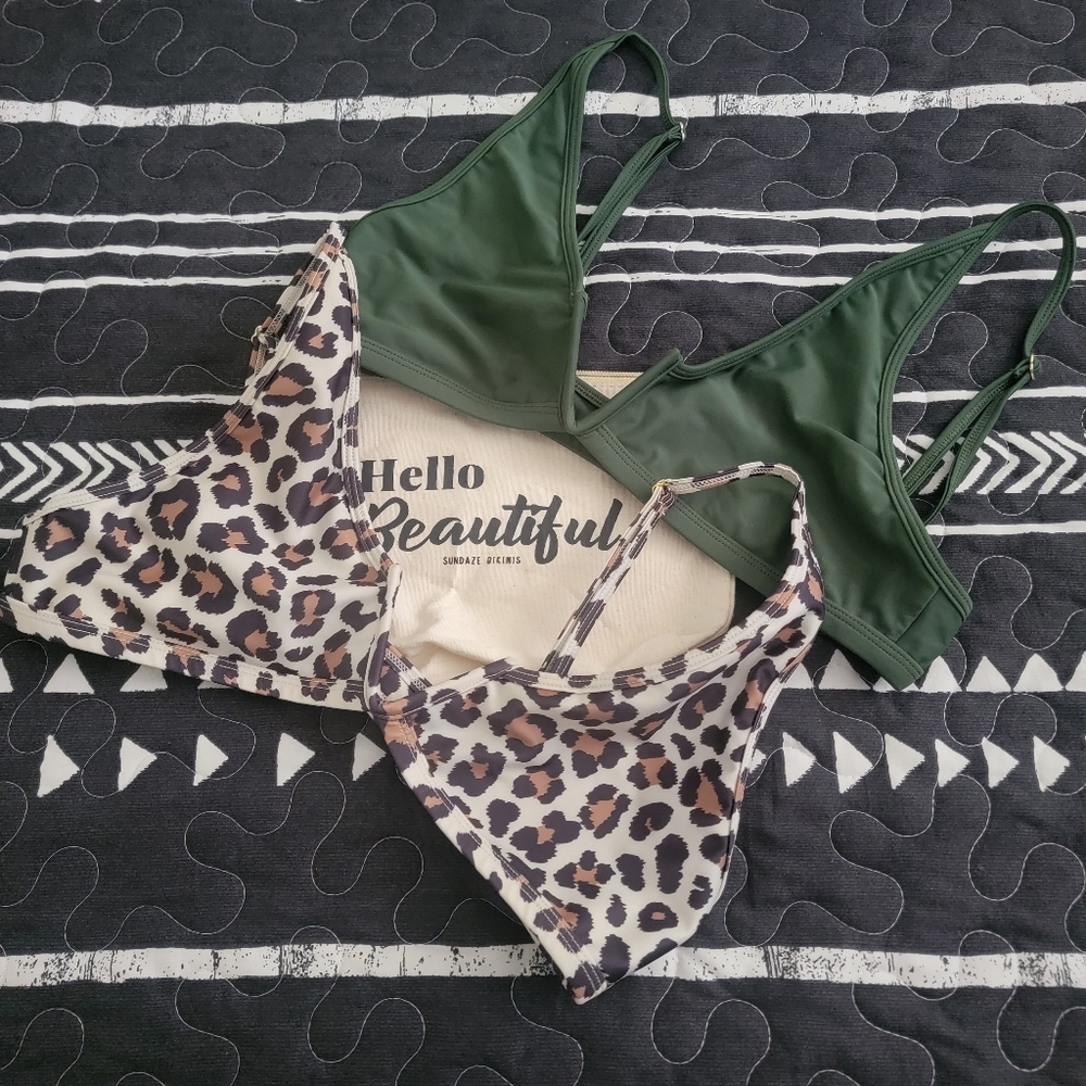 Two bikini tops